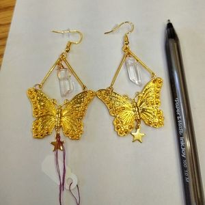 Crystal point and butterfly earrings Reduced price